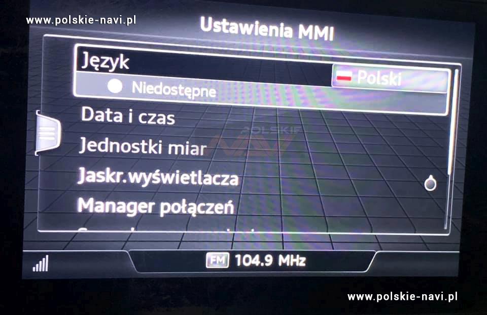 Audi MIB 1,2 Tłumaczenie nawigacji - Polskie menu